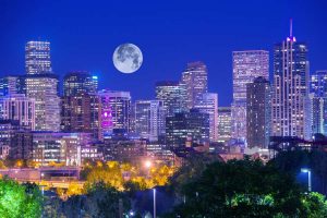 Denver city Skyline at night
